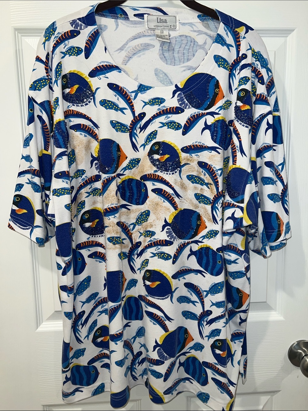 Lisa International Fish Blouse 2XL